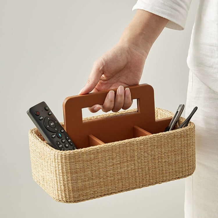 Rattan handheld, remote control, storage box, living room, coffee table, tabletop organizer, leather storage basket, entryway, bedside table