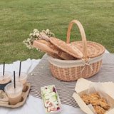Picnic basket ins props net red supplies full set of outdoor willow rattan pastoral style bamboo basket with cover hand basket