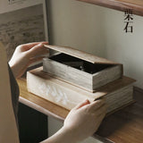 Chestnut stone [Su Yue Yuying] vintage linen imitation book storage box ornament study bookcase desktop storage box