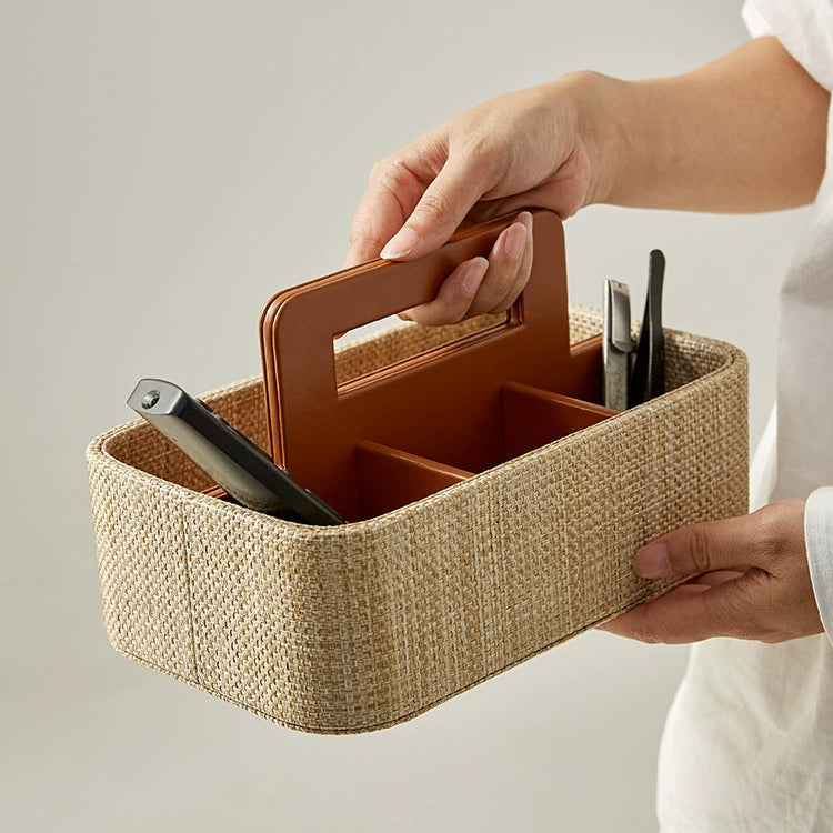 Rattan handheld, remote control, storage box, living room, coffee table, tabletop organizer, leather storage basket, entryway, bedside table