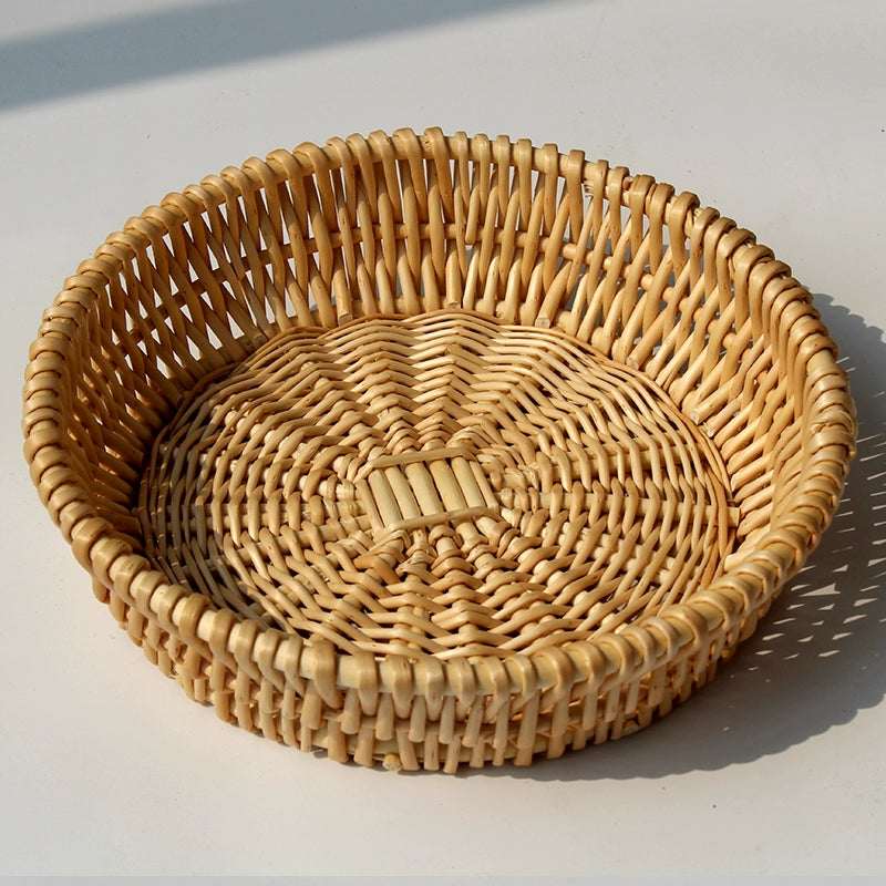 Rattan household bread basket willow egg fruit plate kitchen desktop storage basket commercial rattan storage basket Duoxi home woven basket