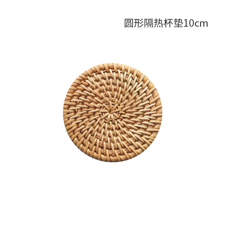 Japanese-style rattan coasters, ins, literary and artistic household gadgets, household woven thermal insulation mats, anti-scalding, photographic decoration props