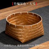 Natural handmade bamboo woven small basket, square bottom round mouth bamboo basket, snack storage basket, household retro small basket