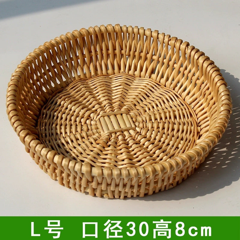 Rattan household bread basket willow egg fruit plate kitchen desktop storage basket commercial rattan storage basket Duoxi home woven basket