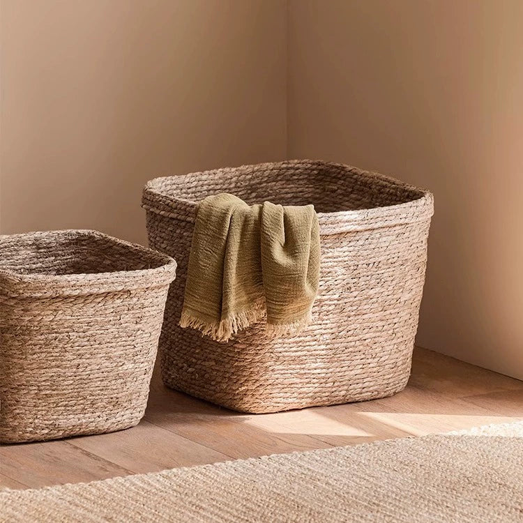 Japanese style rattan straw dirty clothes storage basket household dirty clothes basket dirty clothes basket weaving laundry basket storage basket