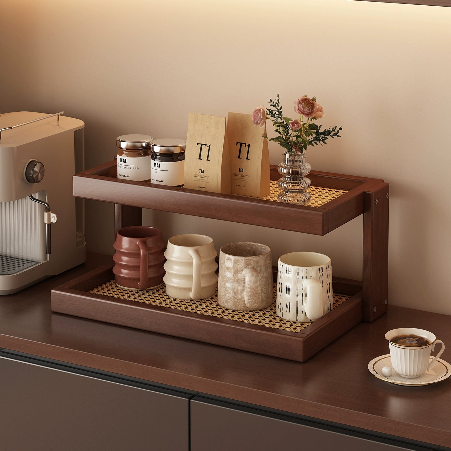 Desktop cup holder, storage rack, dining table cup storage rack, multi-layer tea cup, coffee cup storage entryway, placement shelf