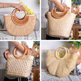 Amazon sale rattan ins handmade high-value photo artifact straw moon handmade bag