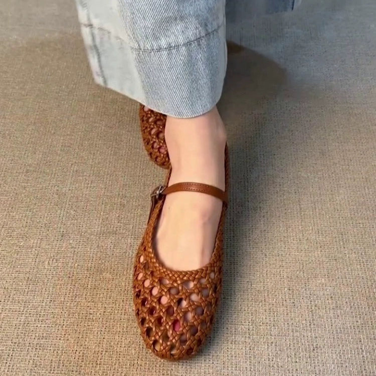 Woven Rattan Flat Sandals