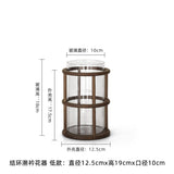 Chestnut stone antique style creative glass straight vase ornaments, new Chinese living room, entrance, dining table, hydroponic flower arrangement