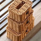 Kens Japanese style desktop tissue box, paper drawer, storage box, home living room, dining room, coffee table, paper drawer, creative hand-knitting