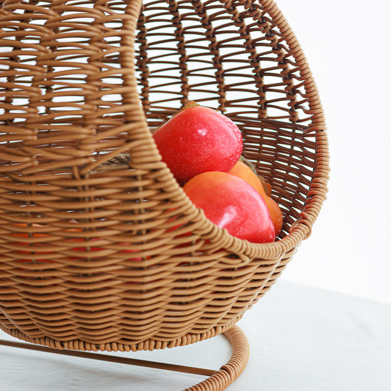 Imitation rattan weaving creative home desktop fruit basket, snack candy basket, fruit hanging basket, snack storage basket
