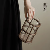 Chestnut stone antique style creative glass straight vase ornaments, new Chinese living room, entrance, dining table, hydroponic flower arrangement