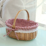 Picnic basket ins props net red supplies full set of outdoor willow rattan pastoral style bamboo basket with cover hand basket