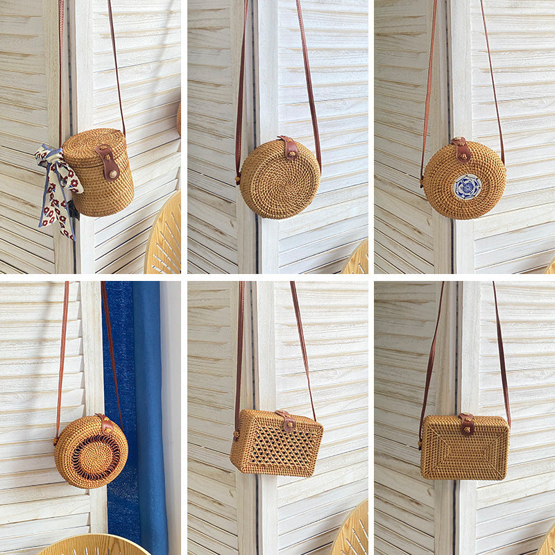 Handwoven Rattan Shoulder Bags
