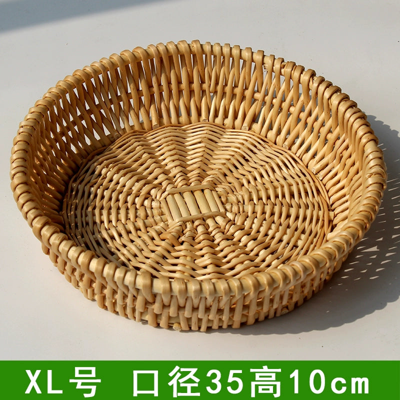Rattan household bread basket willow egg fruit plate kitchen desktop storage basket commercial rattan storage basket Duoxi home woven basket