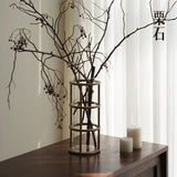 Chestnut stone antique style creative glass straight vase ornaments, new Chinese living room, entrance, dining table, hydroponic flower arrangement