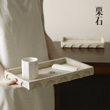 Chestnut stone wabi-sabi style imitation travertine washbasin rectangular tray light luxury bathroom bathroom table storage tray