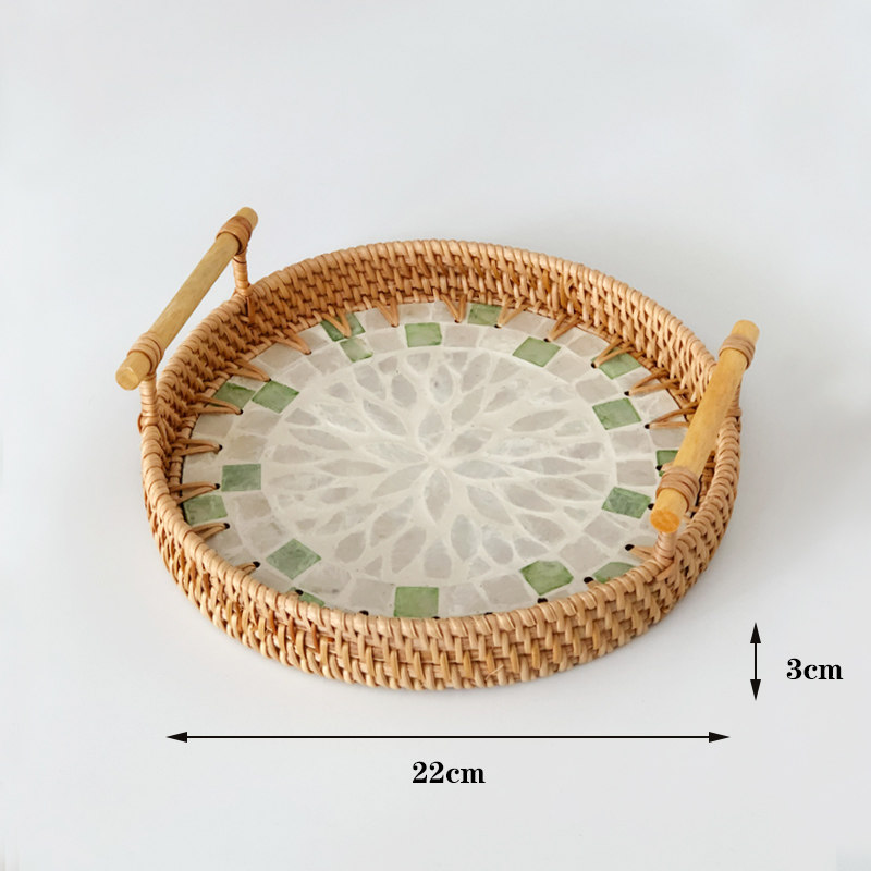 Mother of Pearl Rattan Tray