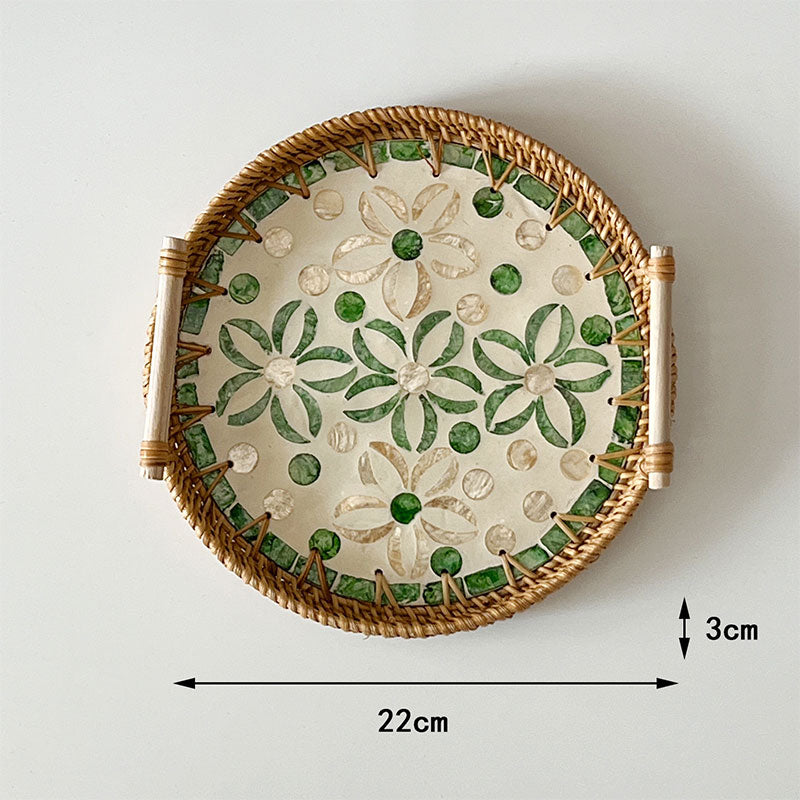 Mother of Pearl Rattan Tray