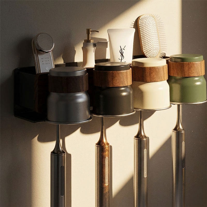 Walnut Toothbrush Organizer