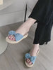 Women's Linen Wedge Bow Slippers