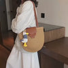 Crescent Woven Straw Shoulder Bag